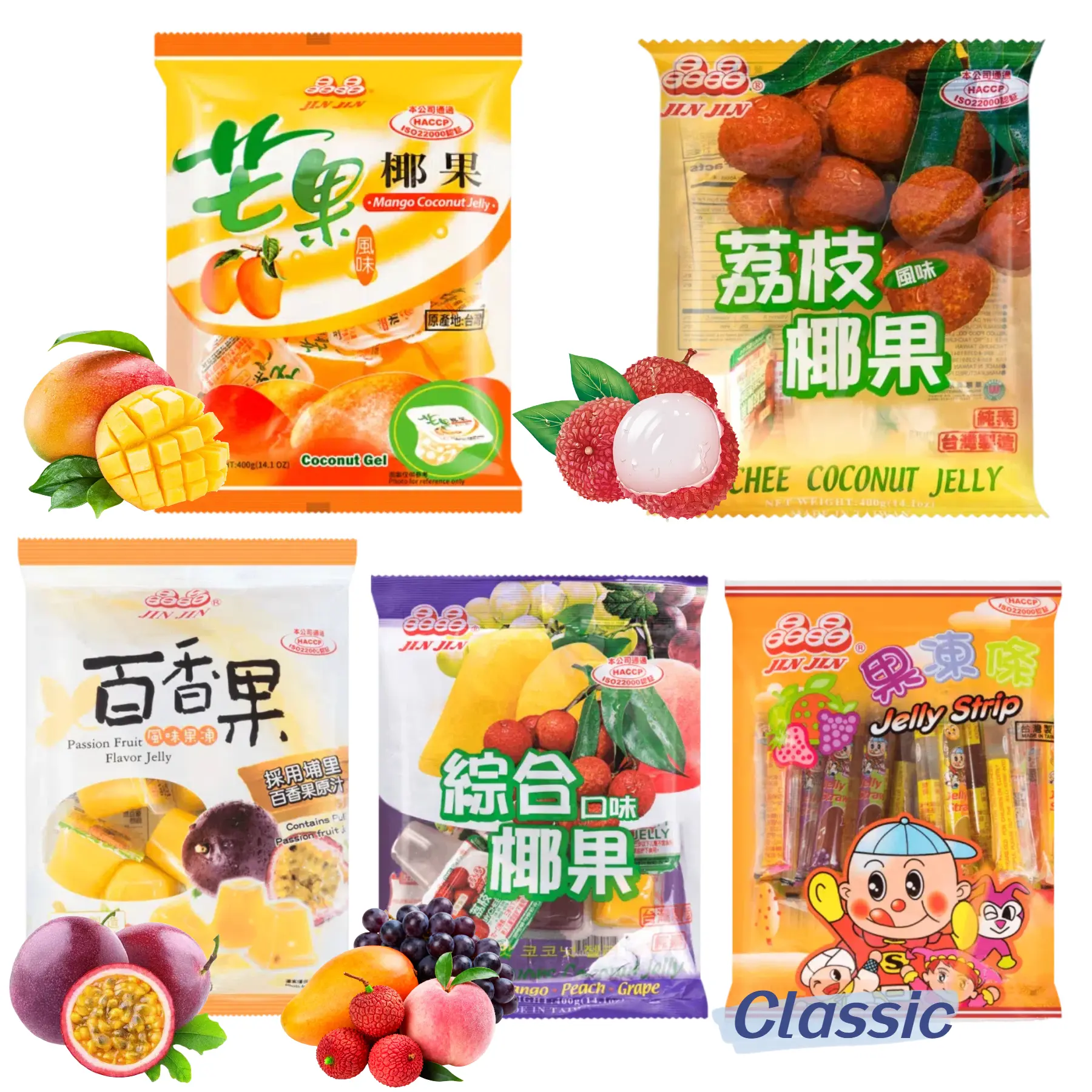 Jin Jin Jelly Strip Assorted Flavors Jelly Variety Flavors Sweet Fruit Dessert Tangy for Holiday Sharing Snack Jin Jin Jelly Strip Assorted Flavors Jelly Variety Flavors Sweet Fruit Dessert Tangy for Holiday Sharing Snack