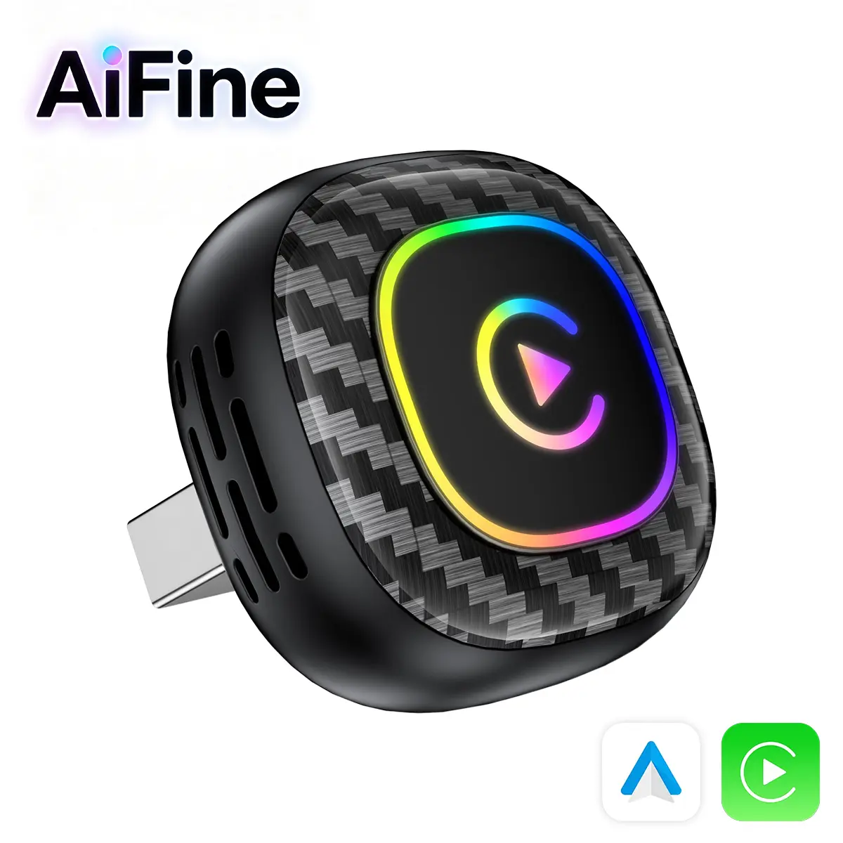 【SummerFinds】AiFine 2026 Wireless CarPlay Adapter Dynamic Flowing Ambient Lighting, CarPlay Adapter for carplay car,Smartphone Connectivity, Converts Wired to Wireless CarPlay Dongle for carplay or android auto,Car Accessories,Auto Accessories Interior