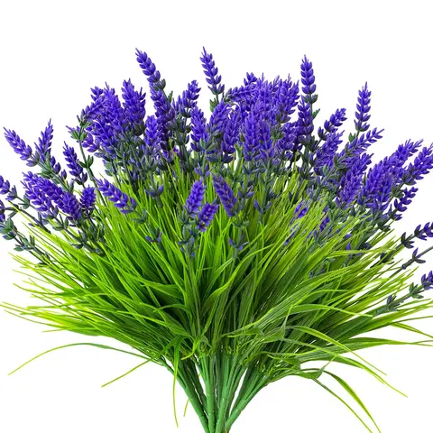 Serra Flora Adjustable UV-Resistant Artificial Lavender Bundles Multipack (12 or 22 Pcs Faux Flowers) - All-Seasons Fade-Resistant Artificial floral Plants for Garden Window Box, Outdoor Hanging Basket Decor