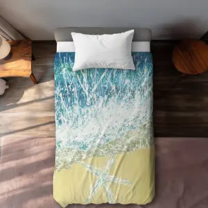 360 Stand Seastar Print Twin Extra Long Microfiber Duvet Cover Set - Breathable, Decorative, Modern Contemporary Beach-Inspired Bedroom Bedding for Home Textile Use