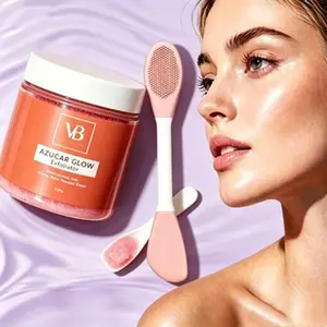 VB Azucar Glow Exfoliating Sugar Scrub 100g,Natural Hydrating Facial Cleanser, BrighteningSkin Exfoliant, Deep Clean Pores, Smooth RoughSkin, Improve Dull Tone & Skin Texture【With Free Makeup Brush】