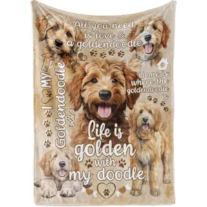Goldendoodle Blanket Gifts for  Lover & Owner, Goldendoodle  Mom & Dad Blanket, Birthday for Women & Men, Soft Flannel, 65 x 50 inches
