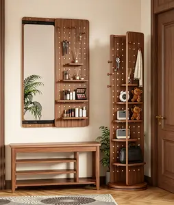 Wall Mounted Full Length Mirror with Shelf – 47.6 Inch Push Pull Sliding Mirror, Space Saving Wall Mirror with Hooks for Bedroom Entryway – Mirrors Full Length