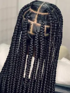 36 Inch Long Braided Lace Wigs for Black Women, Gorgeous Fluffy Wigs with Baby Hair, Synthetic Braided Lace Wigs for Party, Daily Use, Glueless Lace Wig