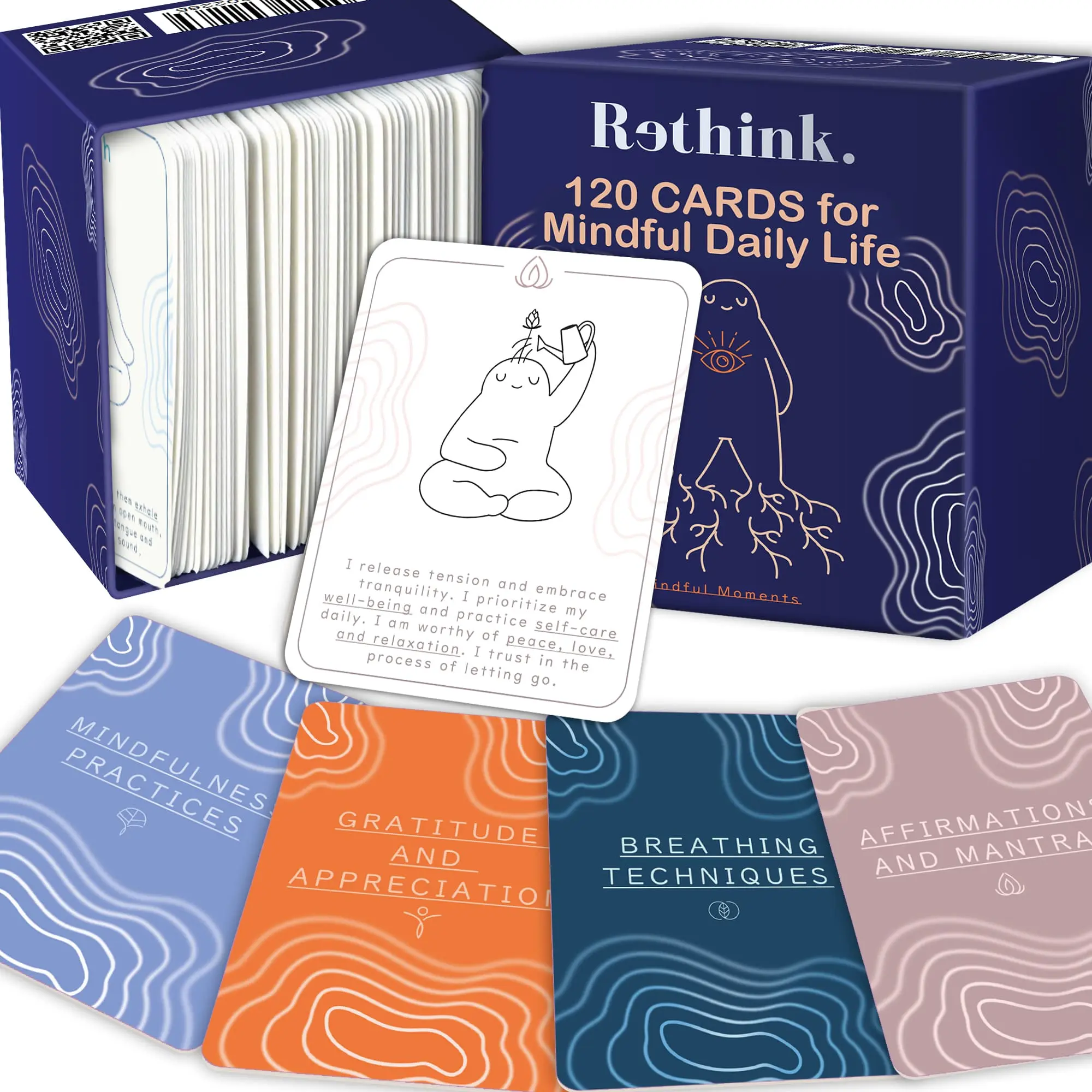 QUOKKA Meditation Dedicated Card Game Deck - 120-Card Games for Adults with Guided Practices, Thoughtful Prompts for Daily Self-Care & Relaxation, 3 x 4 inches Mindfulness Tool