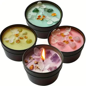 Set of 4 Crystal Petal Soy Wax Scented Candles, 4 Fragrances, Crystal Petal Decoration Suitable for Home Decoration, Valentine's Day, Christmas, Mother's Day, and Gifts, watermelon decor