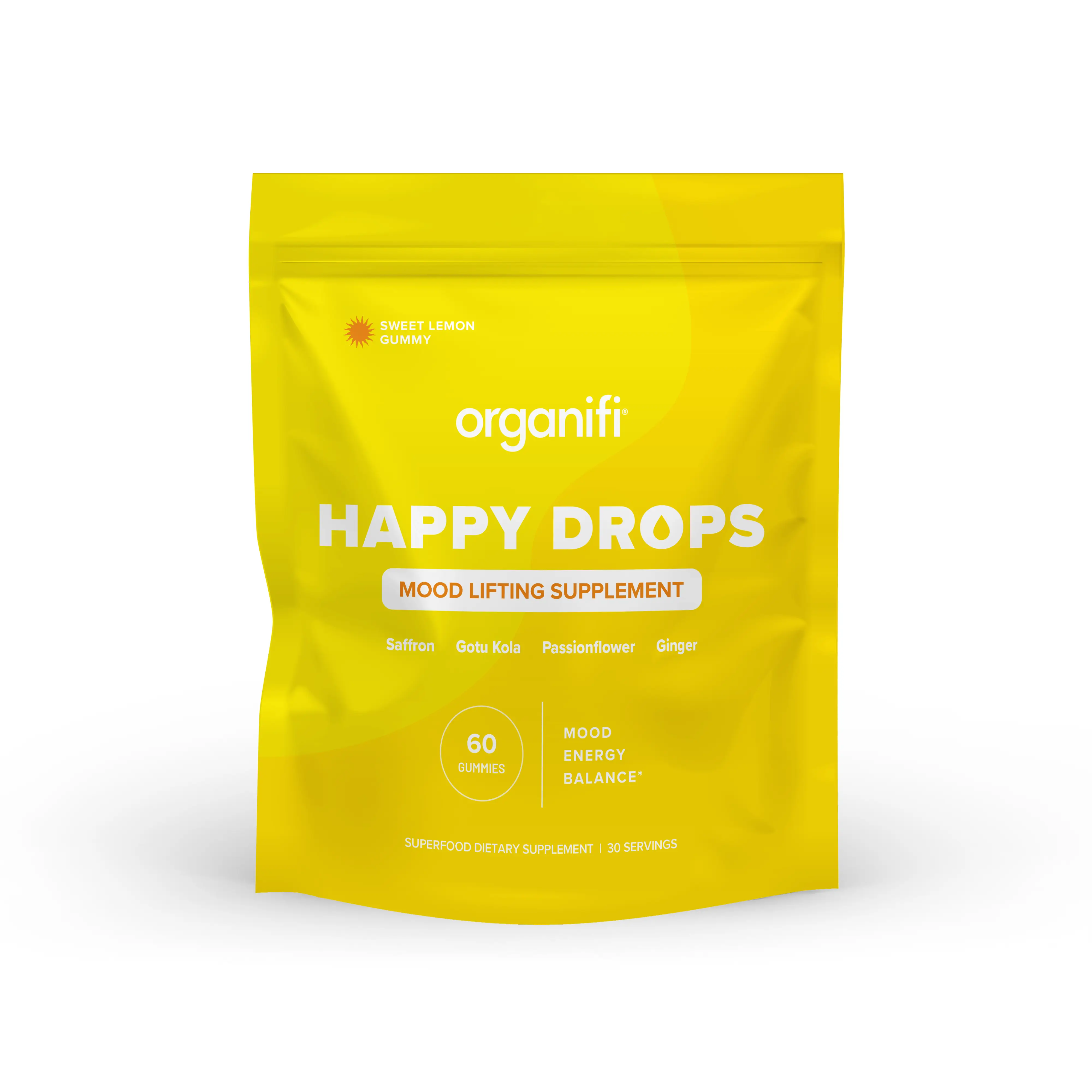Organifi Happy Drops - Mood Lifting Gummies - Natural Dietary Edible Supplement