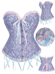 Women's Floral Corset Top, Feminine Lace-Up Design, Quick-Release S-Curve Fit, Two-Tone Flower Shapewear, Front Hook Back Tie Vintage Style, Adjustable Underwear