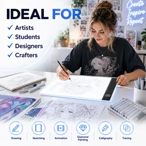 LED Tracing Light Pad - USB-Powered Ultra-Thin Portable Drawing Light Box with 3-Level Brightness for Sketching, Diamond Painting, Writing, Art Projects