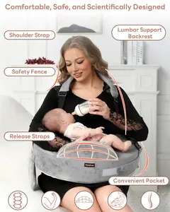 Momfree Innovative Safety Fence Nursing Pillow Stable Ergonomic Support Comfort Wider Breastfeeding Cushion Adjustable Removable Cover Baby Safety Certified