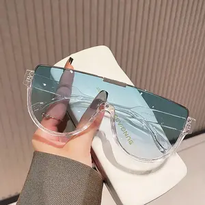 Oversized Aviator Sunglasses for Women, One-Piece Frame Fashion Sunglasses, Minimalist Street Style Eyewear for Daily Wear & Travel