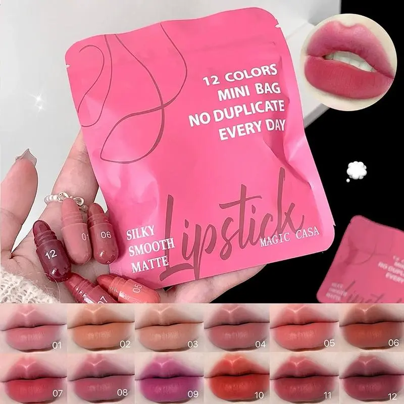 Mini Capsule Lipstick Balm, 10pcs/set Matte Lip Gloss, Easy Coloring Lip Sticks, Suitable for All Occasions Lip Makeup, Girls and Women Makeup Accessories, Cosmetic