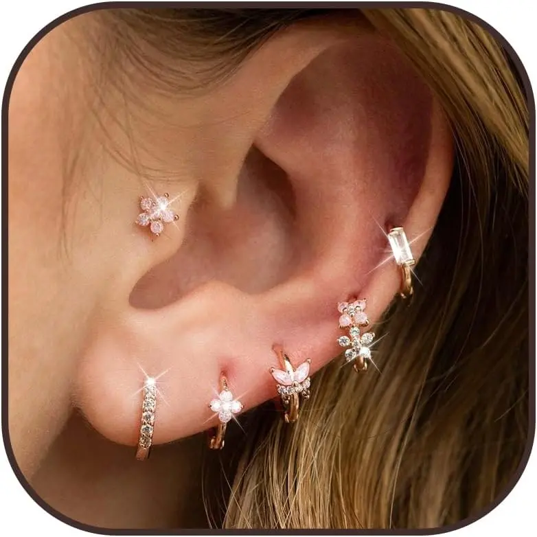 Trendy 14K Gold Hoop Earrings Set for Women