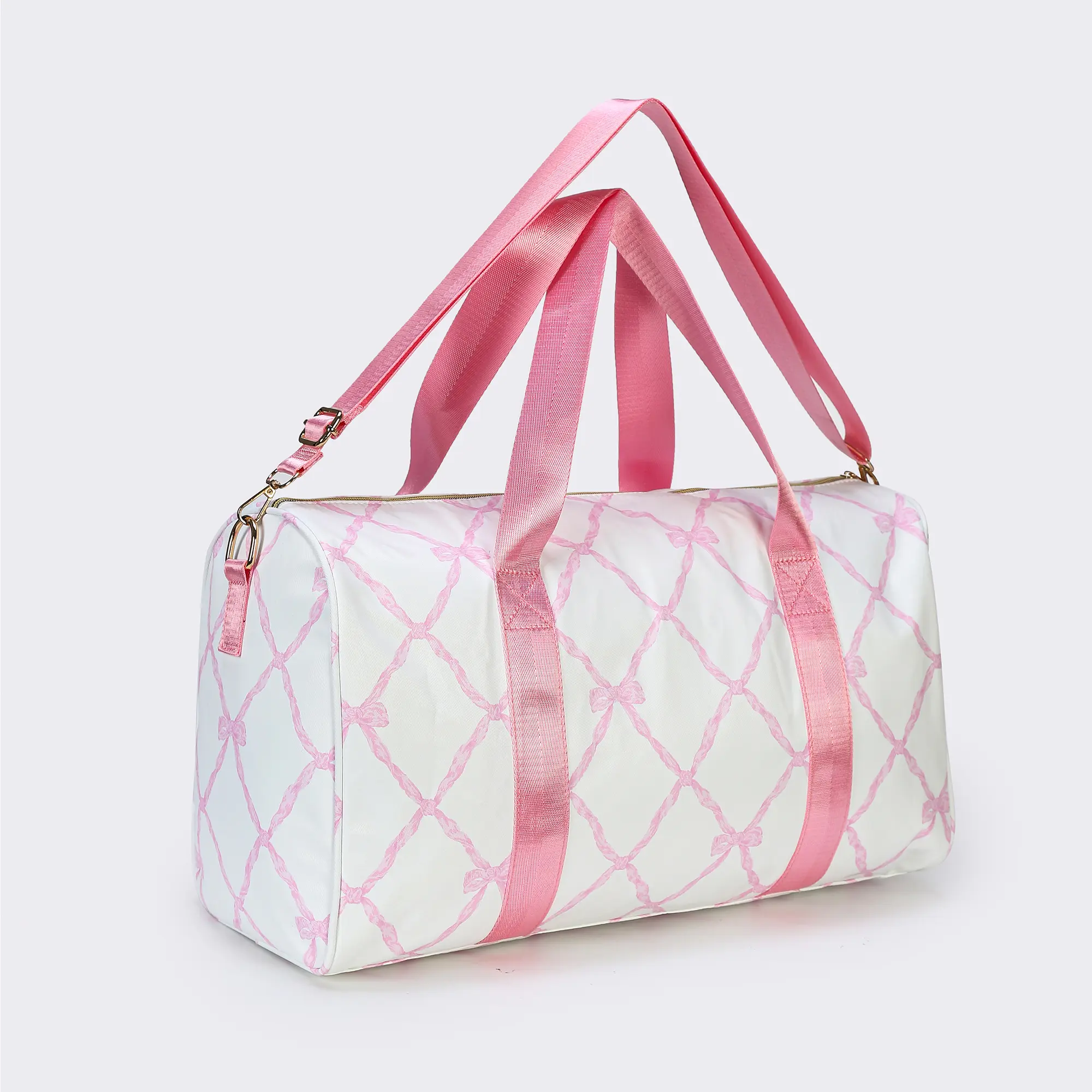 Pink Bow-knot Travel Duffel Bag for Women, Stylish Lightweight Multi-function Weekender for Casual Outings and Vacations