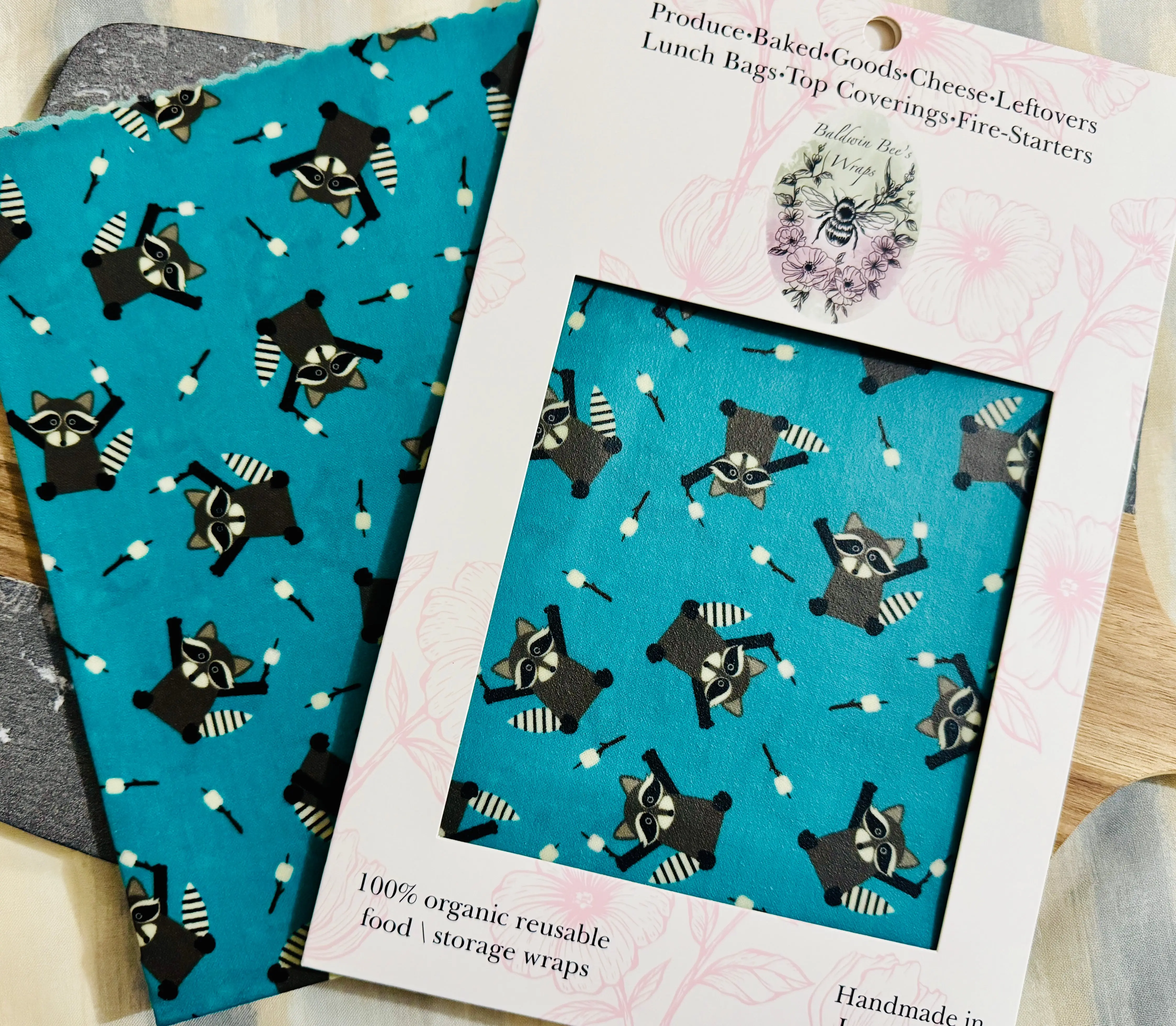 Jumbo Beeswax Bread Wrap - Reusable Bread Storage Wrap for Homemade Bread, Sourdough & Artisan Loaves (Marshmallow Bandit)