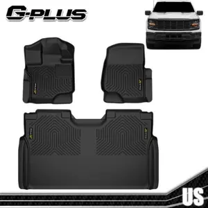 All Weather Floor Mats Fit for 15-24 Ford F-150 Super Crew Cab,Waterproof & Easy Clean Rubber Liners,3D Molded Anti-slip Mats