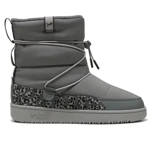 PUMA Womens Snowbae Animal Round Toe Snow Casual Boots Ankle - Grey PUMA Womens Snowbae Animal Round Toe Snow Casual Boots Ankle - Grey