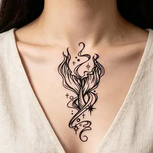 Dreamy Mermaid Tail Temporary Tattoos - Waterproof Long-Lasting Fake Tattoos for Soft Grunge & Fairycore Aesthetic