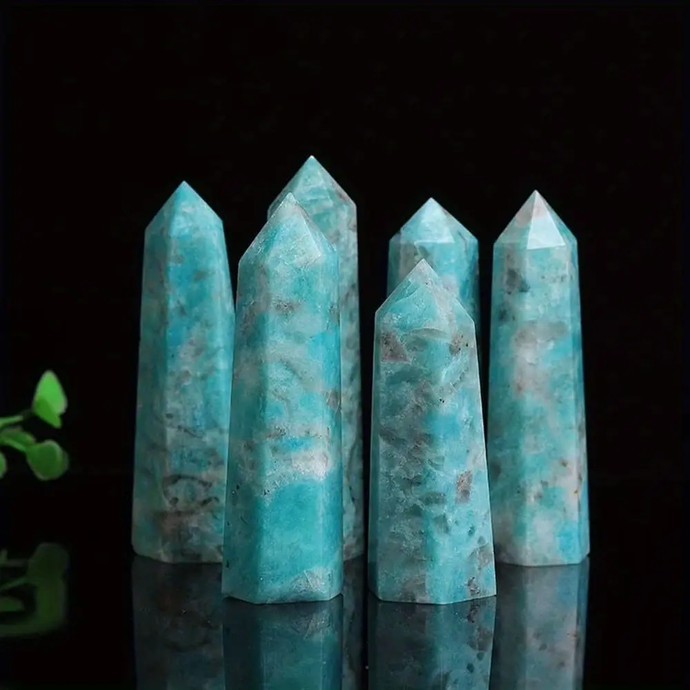 70-80mm Amazonite Crystal Obelisk Tower Points, Hand Carved Crystal Reiki Gemstone Tower Wand, Mineral Specimens Home Decor Gi