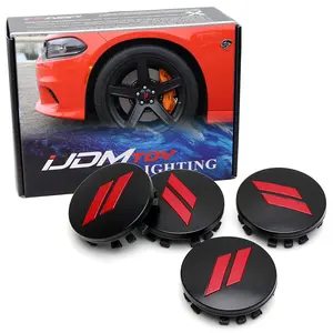 iJDMTOY 4pc Set 63mm 2.5-Inch Red // Slash Rim Center Cap Cover Replacements