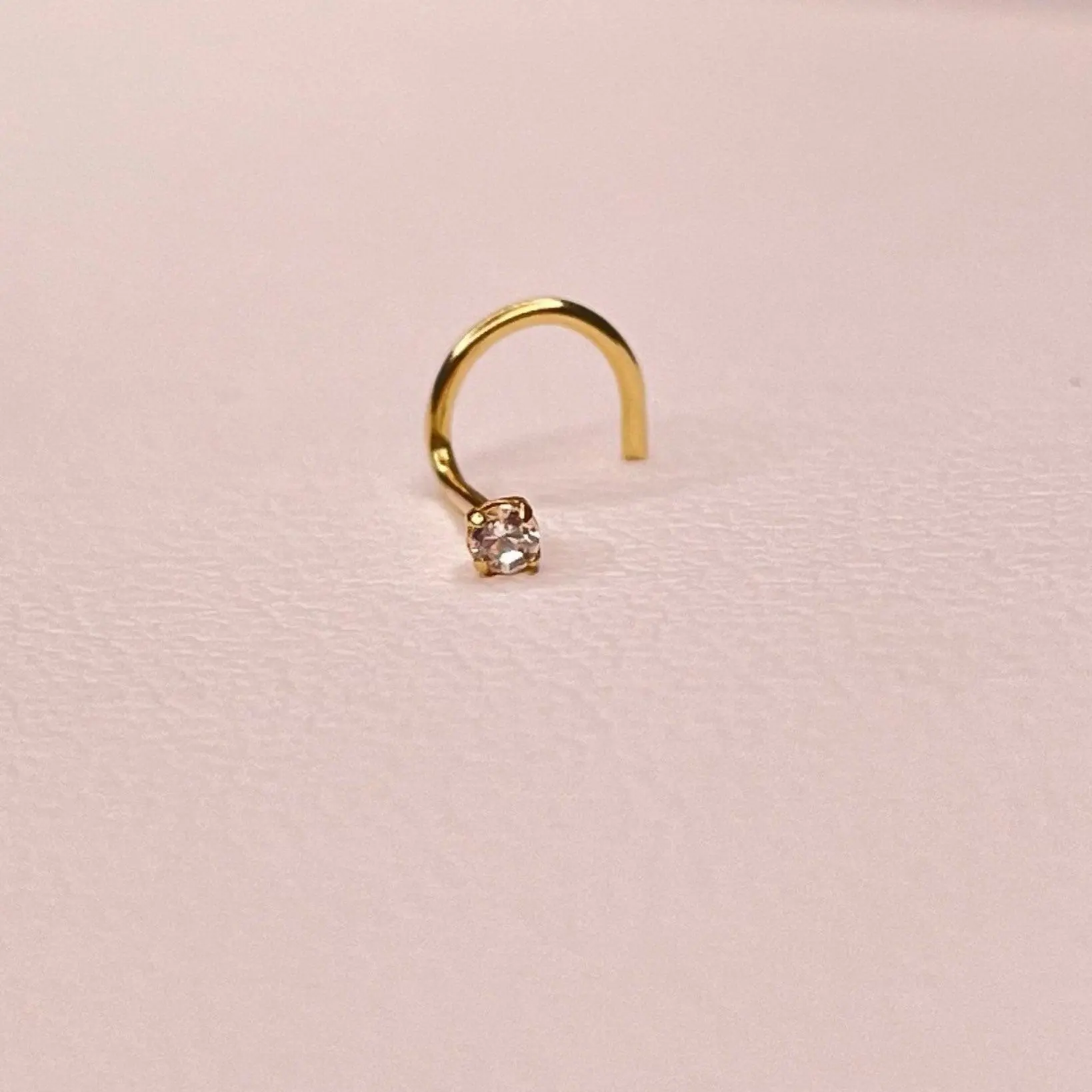 Nostril Piercing with Cubic Zirconia in 18K Gold