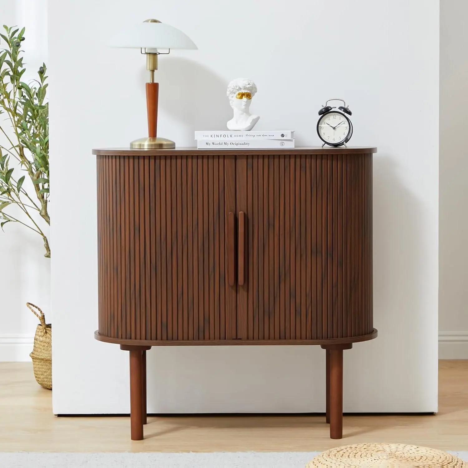 Giratree 31'' Fluted Sideboard Buffer Cabinet, Modern Credenza Storage Cabinet with Slide Doors, Bar Cabinet Console Table for Living Dining Room Kitchen Hallway Entryway