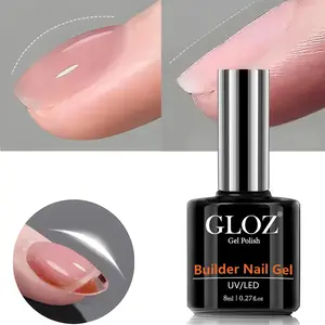 Gloz 8-in-1 Builder Gel Rubber Base & Nail Strengthener for Thin Nails, UV/LED Soak Off Gel for Home Salon Use