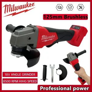 Milwaukee M18 125mm Brushless Cordless Angle Grinder 18V 8500 RPM High Speed Cutting and Grinding Tool for Metal Fabrication Concrete Work and DIY Projects Compact Design with No Lock Paddle Switch