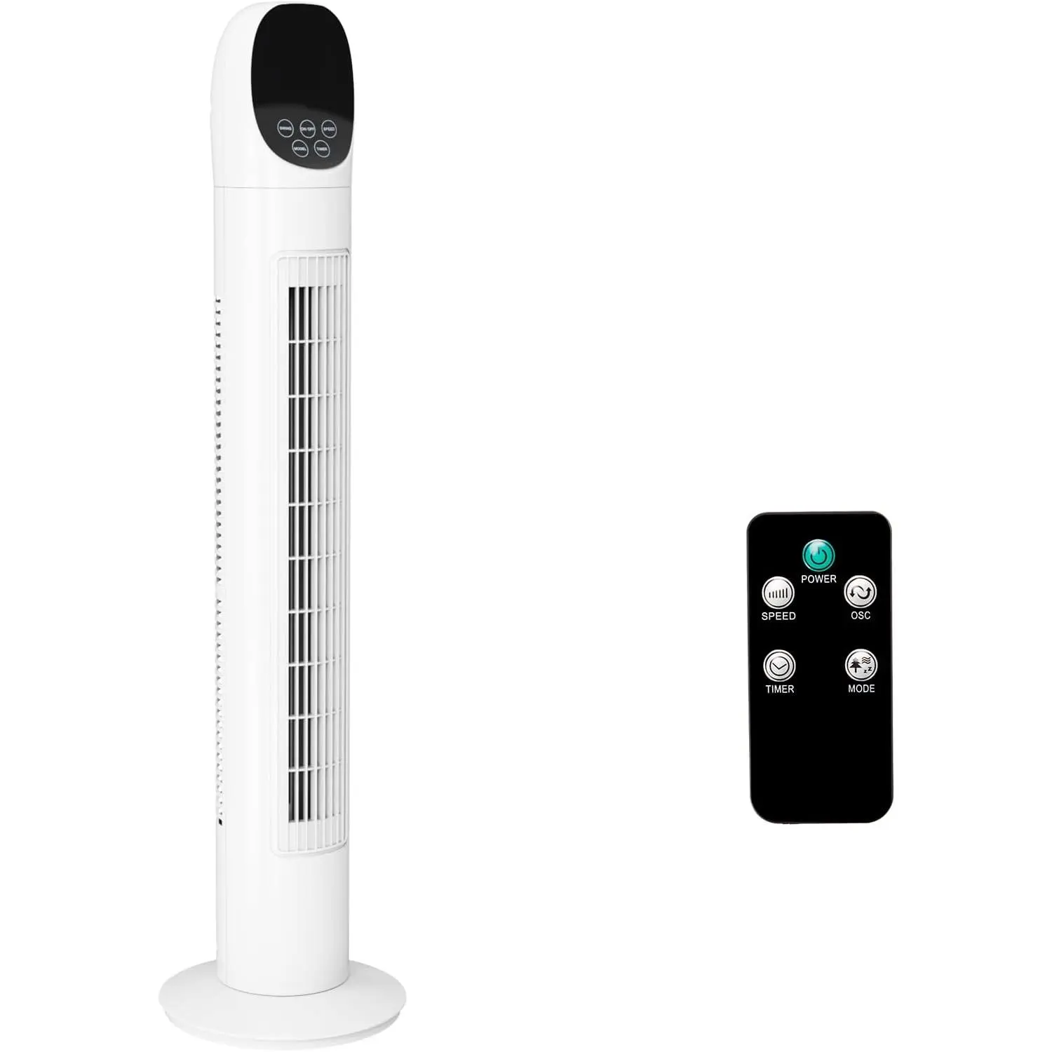 ROVSUN 34 inch Electric Tower Fan with Remote & Digital Display, Bladeless Floor Fan with 3 Modes 3 Speeds and Oscillating, 9H Timer, Quiet Standing Fan for Bedroom, Home, Office
