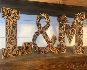 Wooden Letter Unique Carved Design - Home Decor, Gift Idea