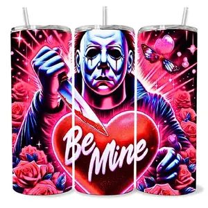 Michael  Myers 20 oz Tumbler - BPA Free, Stainless Steel, Leak Proof, Clear Lid, Includes Straw