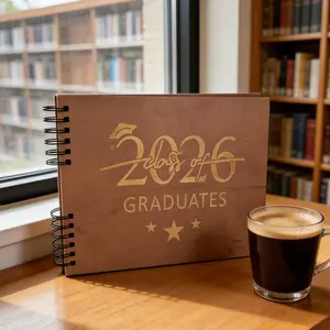 Graduation Commemorative Coil Notebook, Vintage Wooden Cover Student Diary, Classroom Exam Hand Account Book, Graduation Party Gift