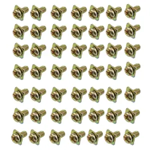 M4x8mm Plated Carbon Steel Battery Terminal Bolt Screws with 8x8mm Square Washers Terminal Block Screws for Fixing Wires in Electrical Facilities, Nickel-Plated 50PCS