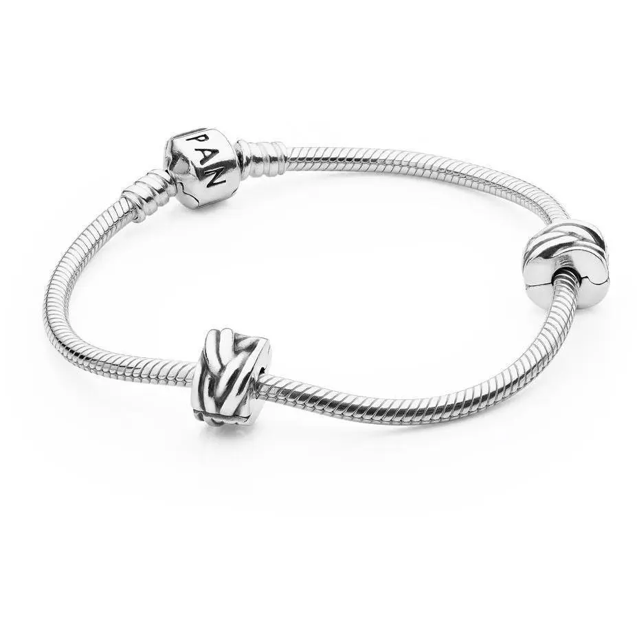 Pandora Iconic Silver Jewelry Set, Unisex 18cm Clip Bracelet Gift Set for Adults, 3-Piece USB795118
