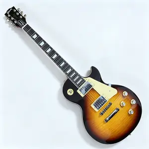Vintage Sunburst LP Style Guitar with Flame Maple Top - Perfect for Beginners & Pro Musicians