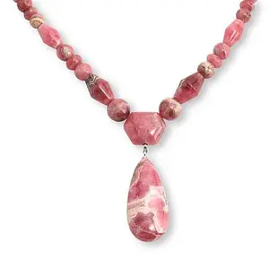Mine Finds by Jay King 18" Rhodochrosite Sterling Silver Beaded Drop Necklace