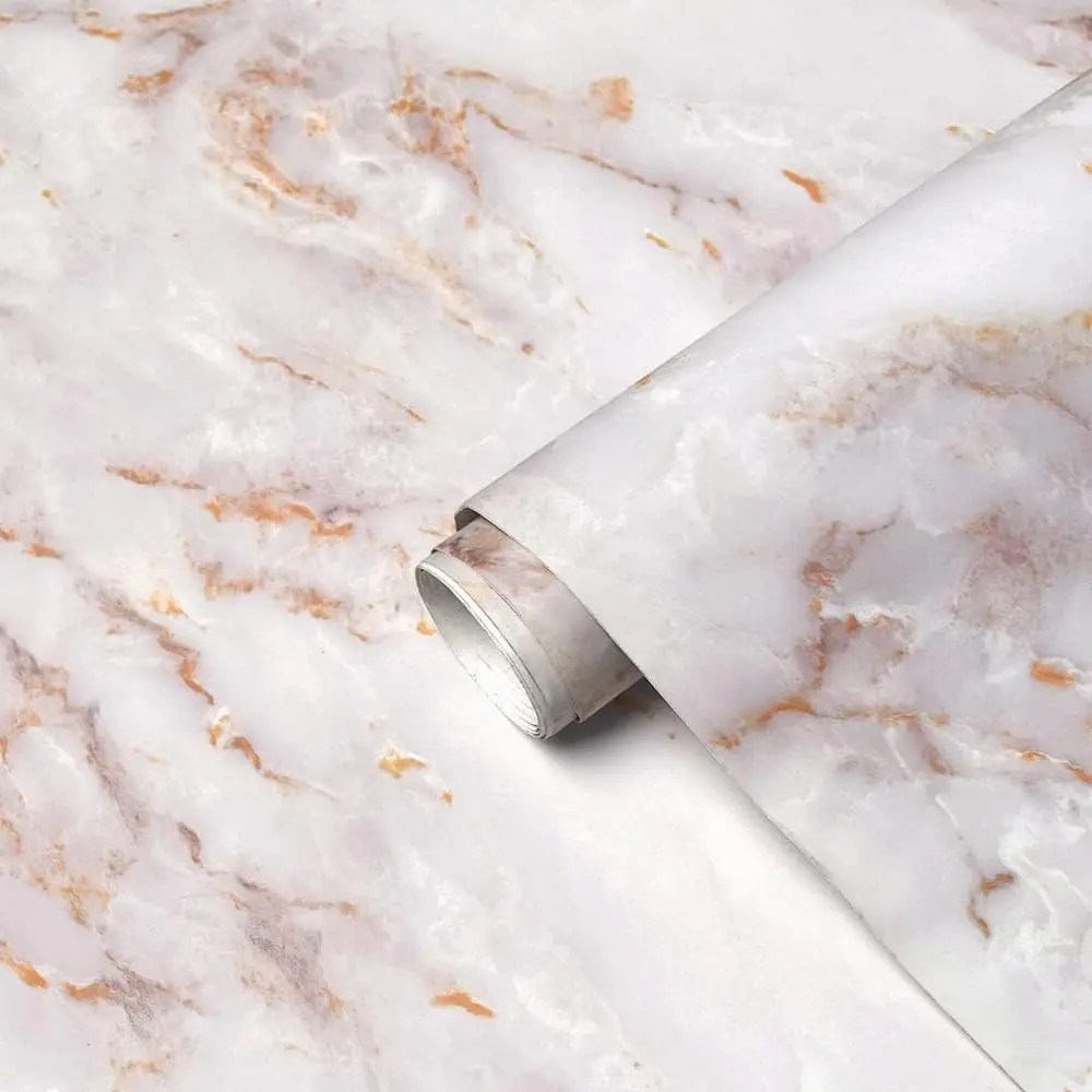 Marble Peel-and-Stick Wallpaper - 17.5in x 78.7in Self-Adhesive Waterproof Adhesive Film, Interior Sticker Deco for Countertops, Cabinets, Home Kitchen Decor
