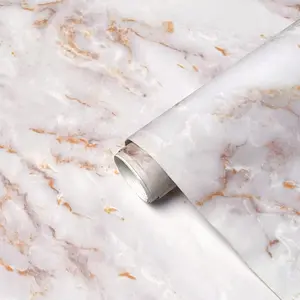 Marble Contact Paper 17.5"x78.7" Peel & Stick Waterproof for Countertops Cabinets Kitchen Bathroom Decorative Modern Home White Interior Kitchen Decor