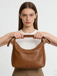 Solid Color PU Faux Leather Vintage Style Large Shoulder Crossbody Tote Bag for Women, Classic Top Handle Retro Handbag, Durable Versatile Purse for Daily Commute Work Shopping, Casual Crossbody Bag