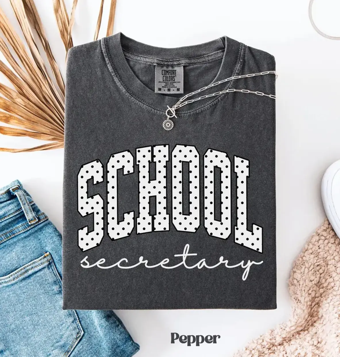 Polka Dot School Secretary T-Shirt, Secretaries Day Gift, Front Office Staff shirt, School Admin Tees, Comfort Colors Receptionist Shirt