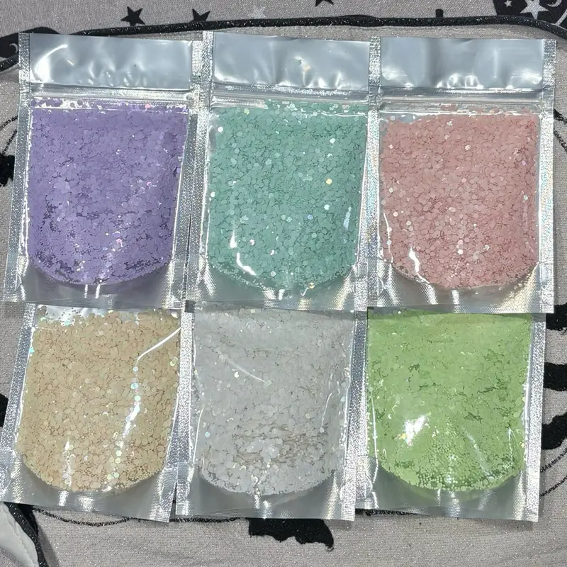 Pastel Glitter Bundle - Set of 6 Bags of Glitter - 2 Ounces Each - Includes Lime, Berry, Sand, Rosie Cheeks, Olaf, and Seafoam- Not Edible