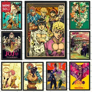 JOJO Posters Vintage Anime Poster JoJos Bizarre Adventure Animation Canvas Painting Wall Art Decoration Kawaii Ro