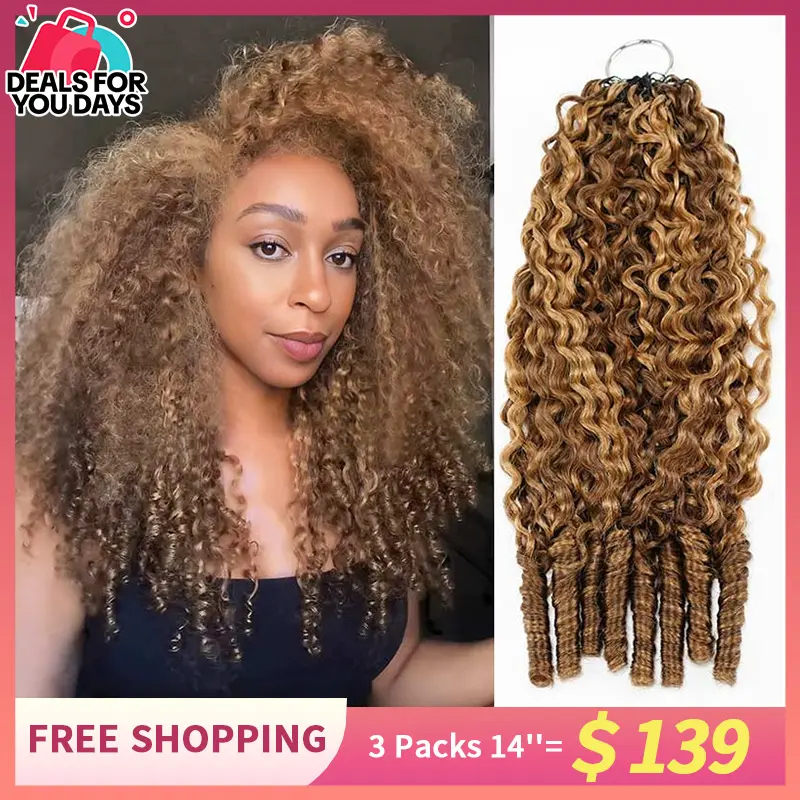 QVR  #P4/27 Burmese Curly Feather Crochet Hair Highlight Seamless  Machine Made Human Hair Miracle Knots Boho Braids