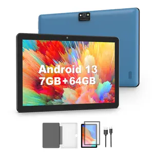 Android 13 Tablet, 10.1-inch HD Display, 7(3+4GB) RAM + 64GB ROM, WiFi, 6000mAh Battery, Quad Core, Dual Cameras 2MP +8MP, Stereo Speakers, Protective case, USB Cable, Productivity Tablet, Christmas gifts