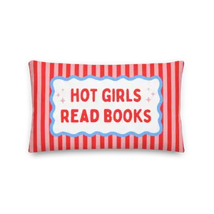 Hot Girls Read Books Pillow, Bookish Pillows, Library Pillow