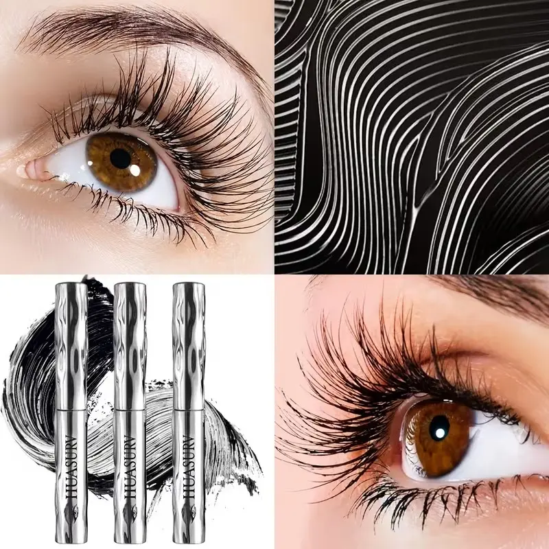 3 Black Steel Tube Mascaras, Voluminous, Longwear Makeup Mascara, long-lasting formula, smudge-proof, sweat-resistant, non-fading, keeps every lash curled for a long time, creates a natural and full look, perfect for parties, music festivals