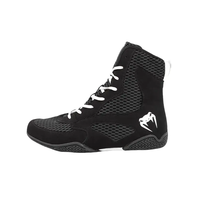Venum Contender Boxing Shoes Black/White - Honeycomb Mesh, Grip Insole, Lateral Stability, Footwork Support, Lightweight, Breathable Outsole Training Footwear, Breathability