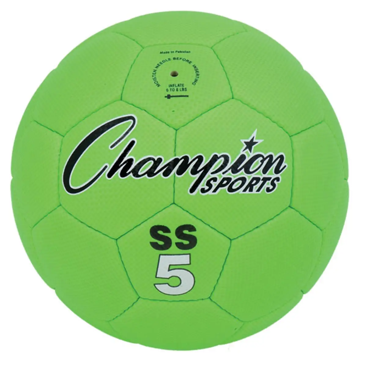 CHAMPION Unisex Size 5 Fluorescent Green Soccer Ball - Polyurethane Cover, Hand Sewn, Soft Touch, Cushioning Layer, 5-Ply Nylon Butyl Bladder, Official Size & Weight, Futsal & Outdoor Use, All Ages Soccer Training Equipment