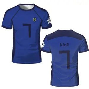 ISAGI 3D Print Sport Quick-dry Breathable Men TShirt Anime Cosplay Harajuku Football Team Loose Training Short Sleeve Summer Top