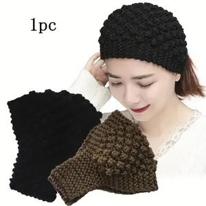 1pc Cozy Knit Headband for Women - Warm & Soft Polyester Ear Warmer, Solid Color Wide-Brimmed Hair Accessory, Perfect for Autumn & Winter, Knit Hairband